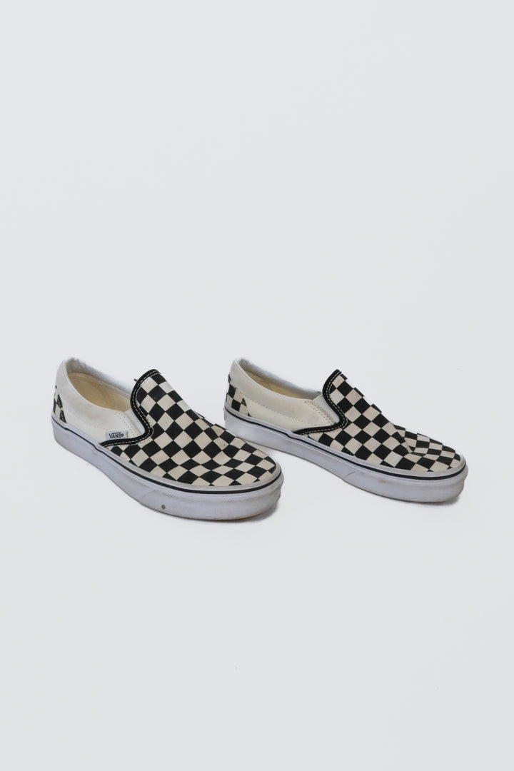 Vans Black/White Checkerboard Slip On Shoes (7; retail $60)