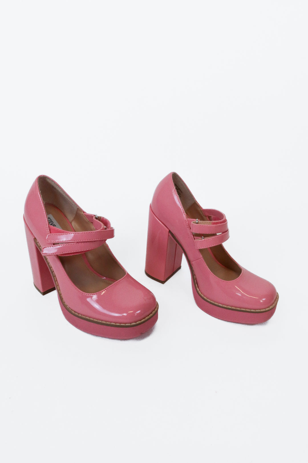 Steve Madden Pink Patent Platform Mary Jane Heels (6.5)