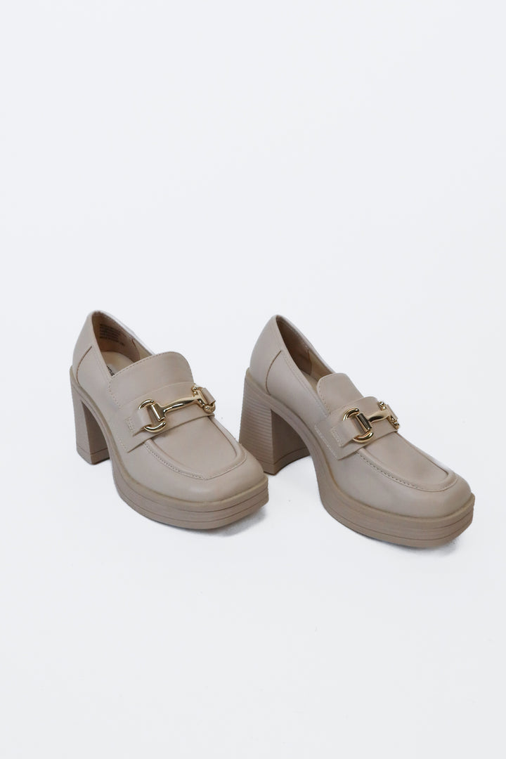 Steve Madden Ivory Platform Heel Loafer (6.5)