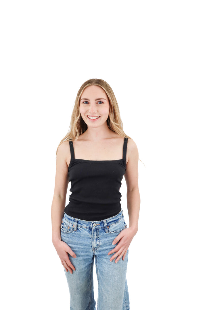 Anthropologie black ribbed tank (XXS)