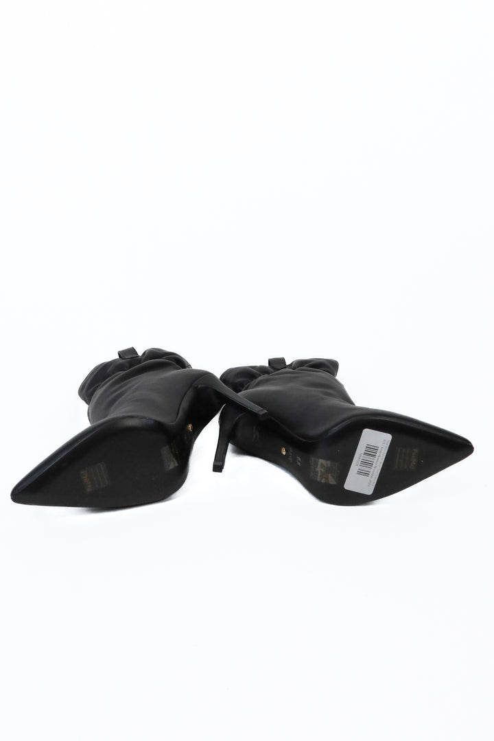 Raye Black Scrunch "Birch" Style Stiletto Boots NWOT (6.5)
