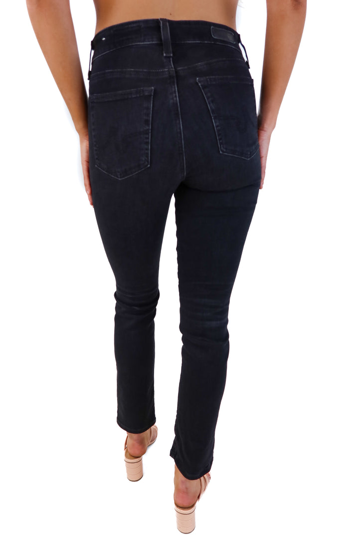 Agolde black high-rise slim straight jeans (26; retail $230)