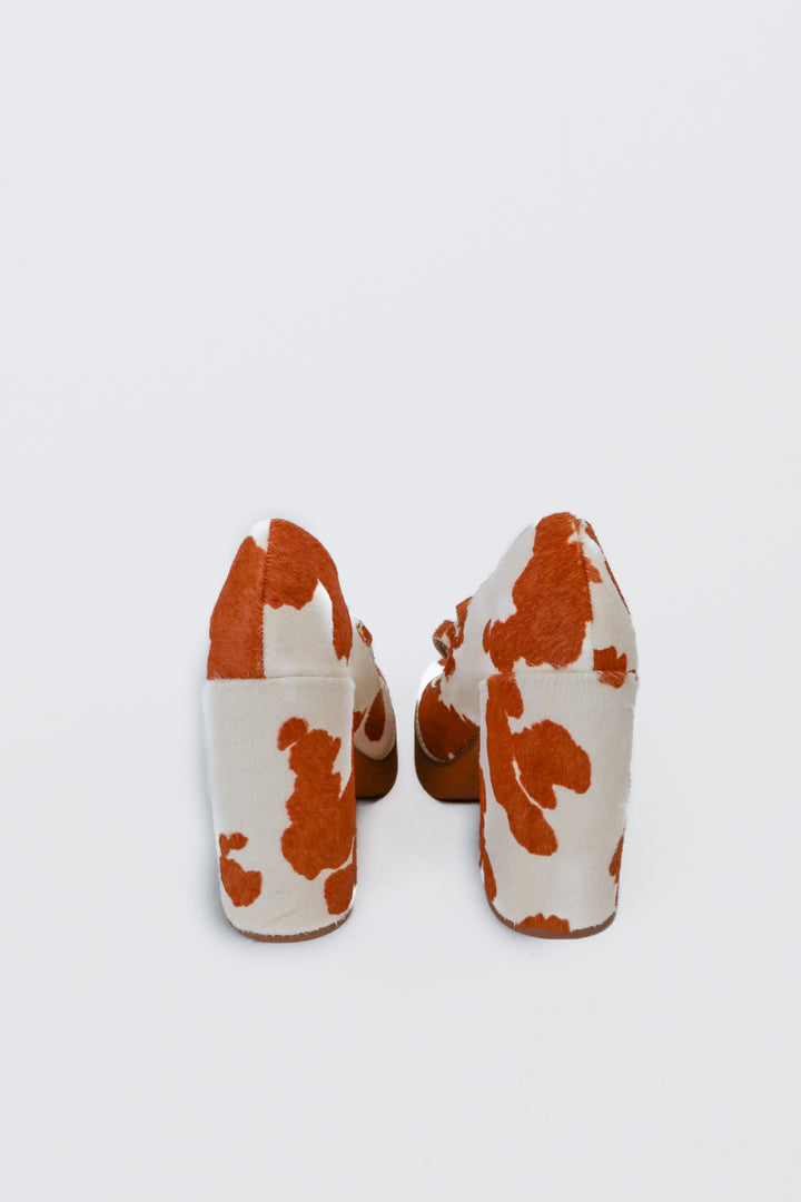 Steve Madden Cow Print Platform Mary Jane Heels (6.5)