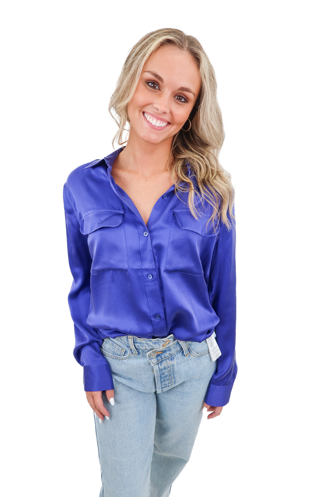 equipment purple silk button up NWT (s; retail $250)
