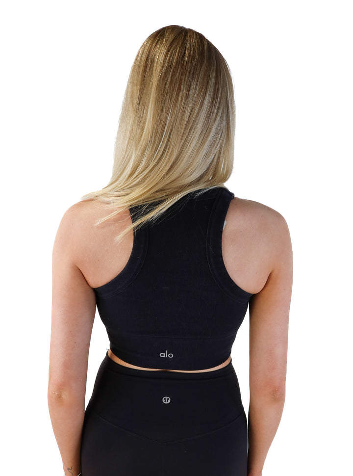 Alo black racerback crop top (s; retails for $68)