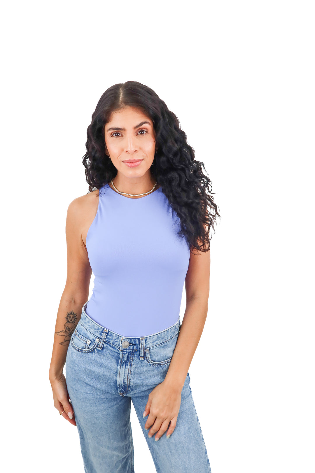Zara periwinkle highneck bodysuit (M)