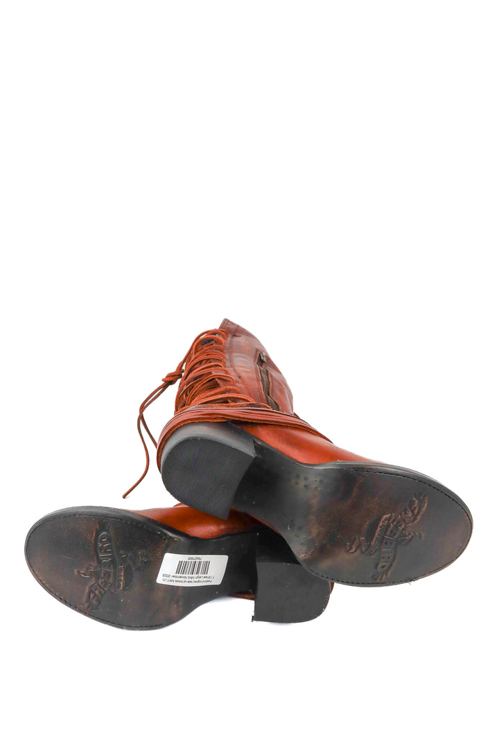 Freebird cognac lace up boots NWT (7; retail $275)
