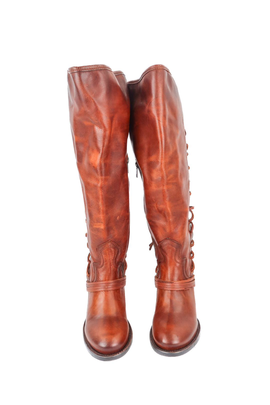 Freebird cognac lace up boots NWT (7; retail $275)