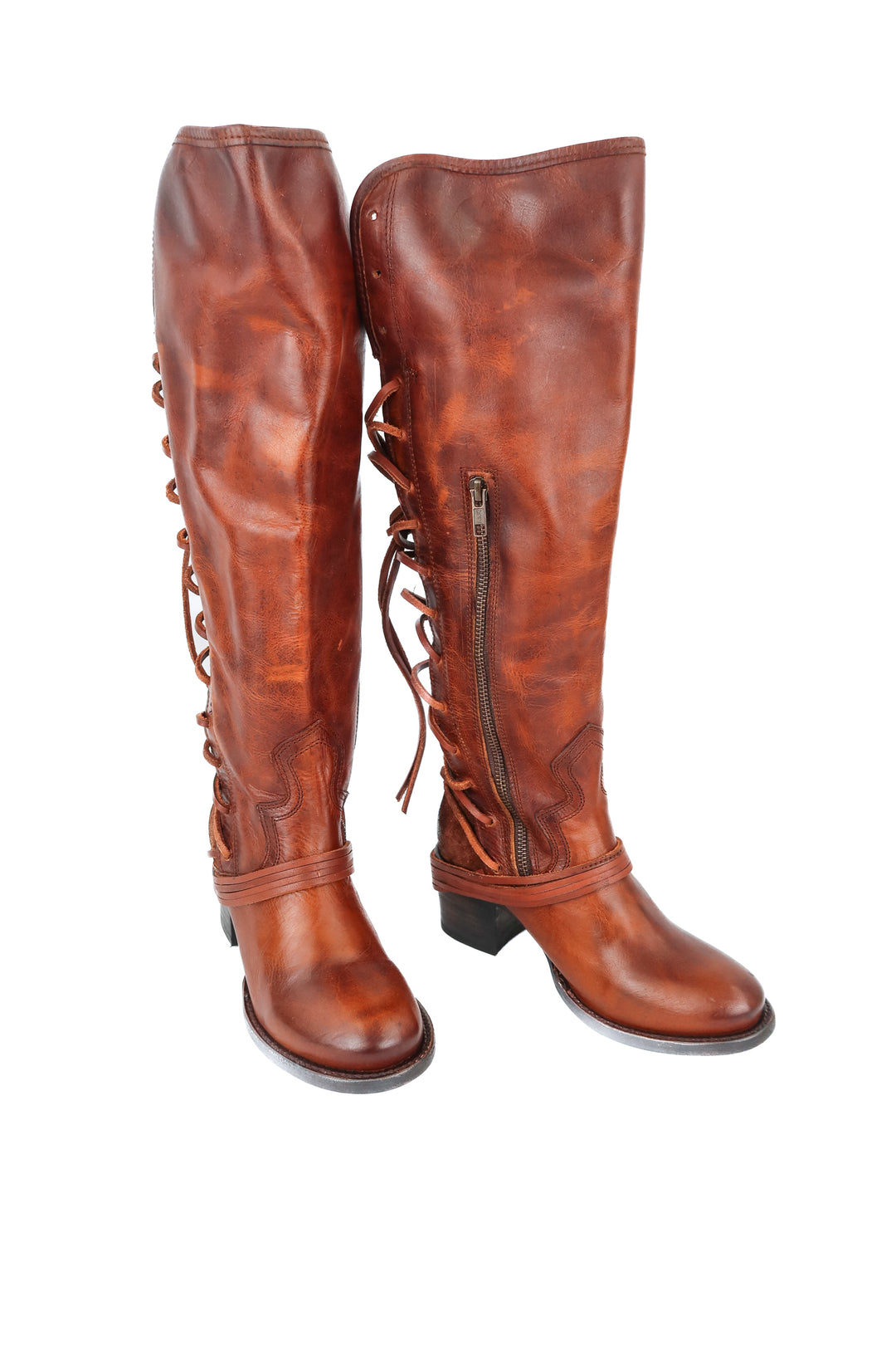 Freebird cognac lace up boots NWT (7; retail $275)