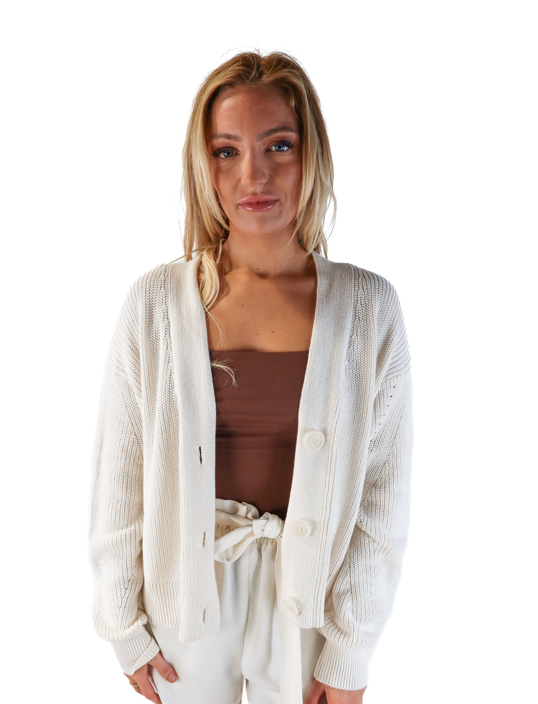 Universal threads white button front cardigan (s)