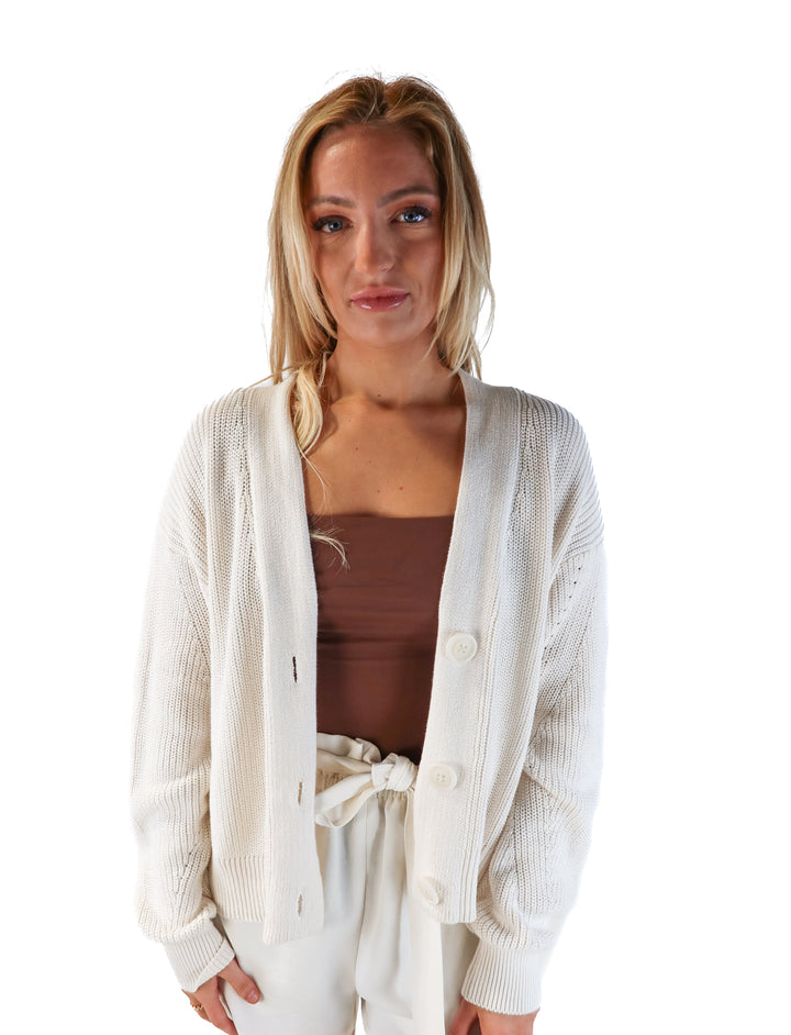 Universal threads white button front cardigan (s)