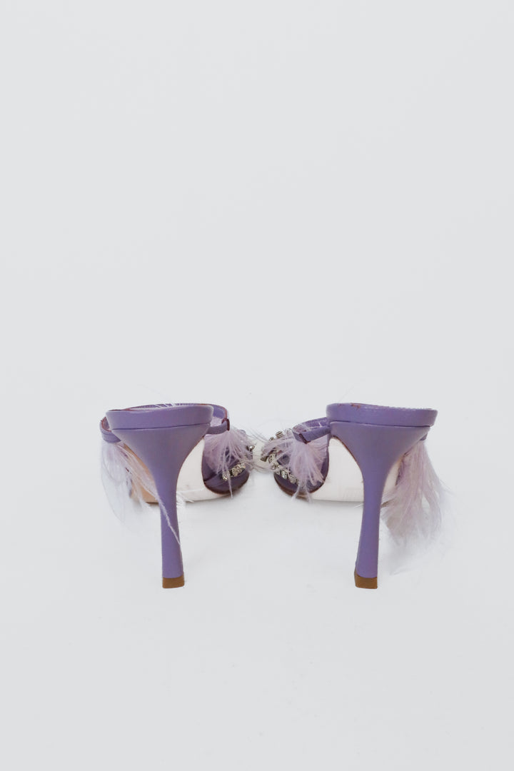Song of Style Lilac Rhinestone and Feather Heels NWOT (7)