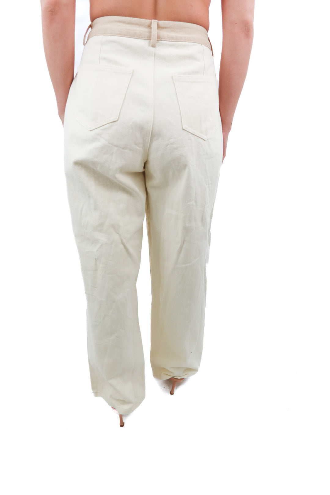 Moon River cream wide leg jeans (XS)