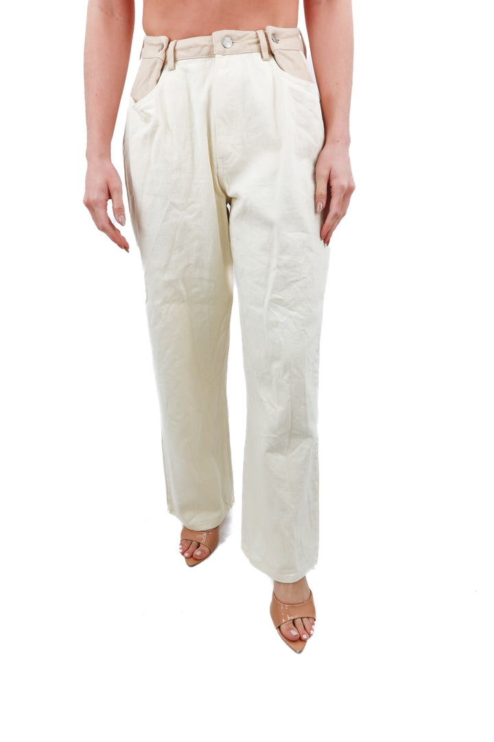 Moon River cream wide leg jeans (XS)