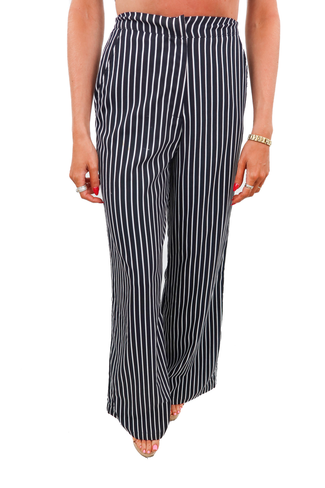 house of harlow black/white stripe pants (xs)
