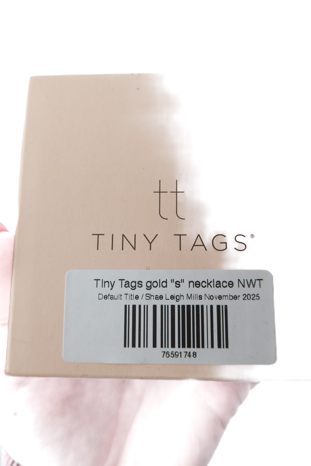 Tiny Tags gold "s" necklace NWT