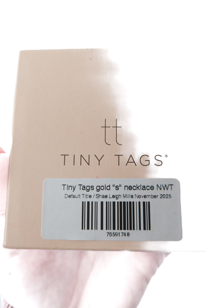 Tiny Tags gold "s" necklace NWT