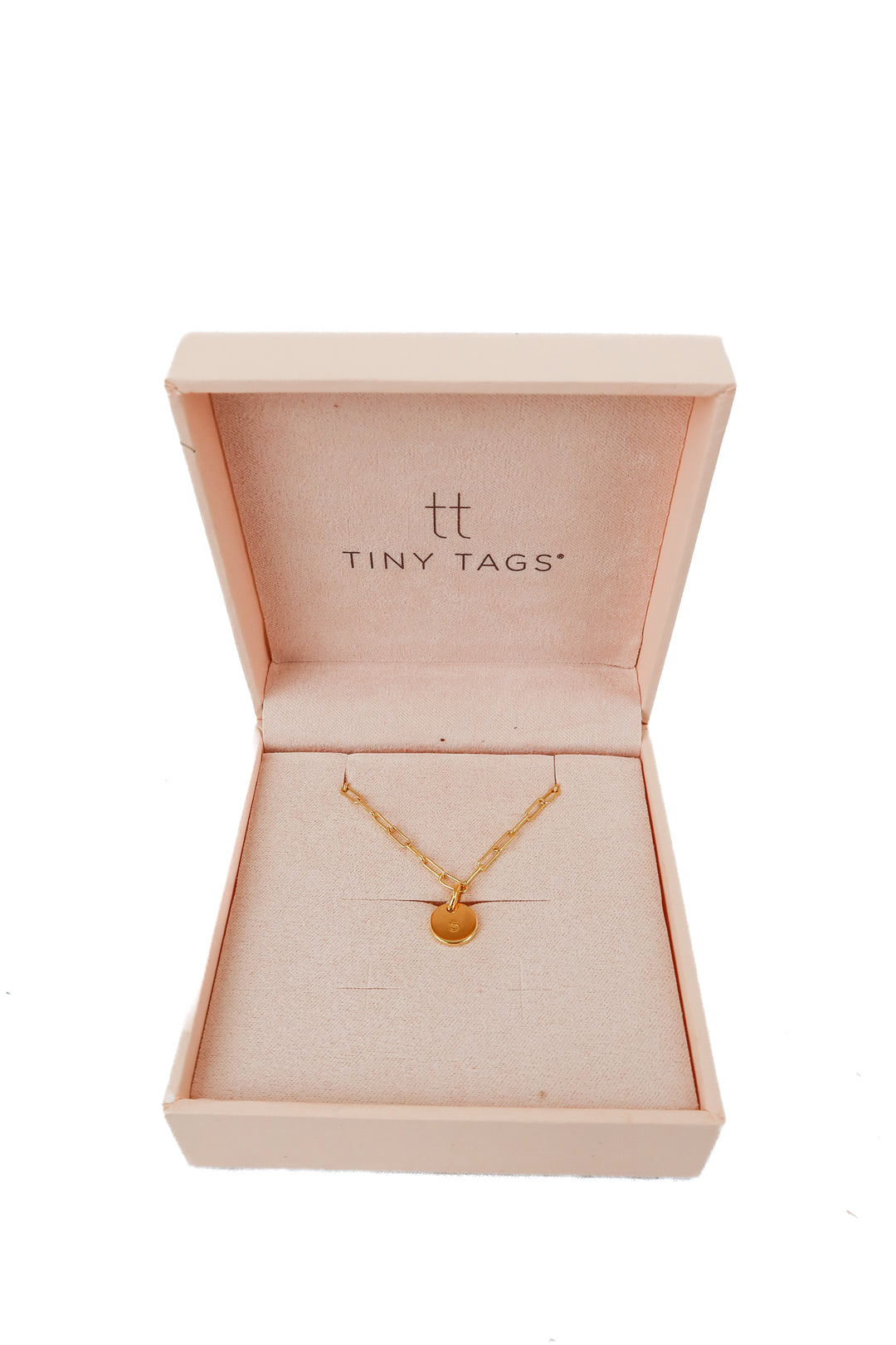 Tiny Tags gold "s" necklace NWT