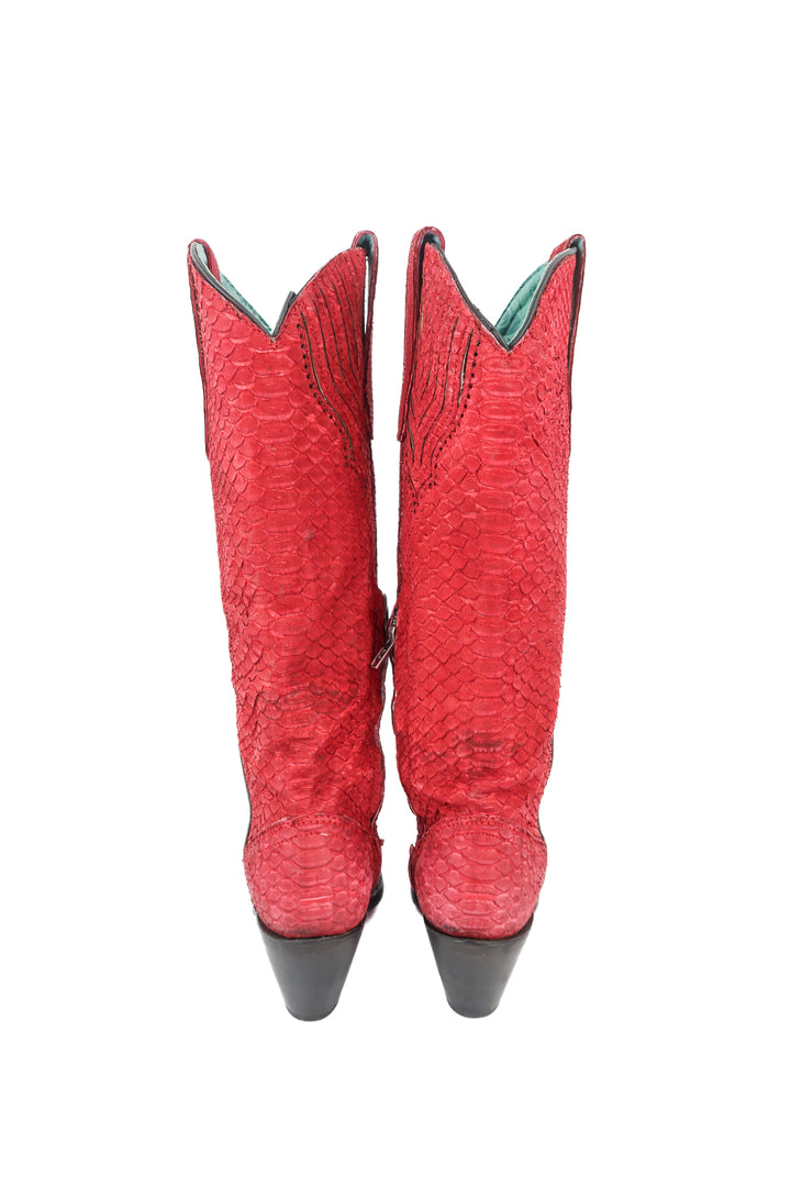 Corral red snakeskin leather cowboy boots (6.5)