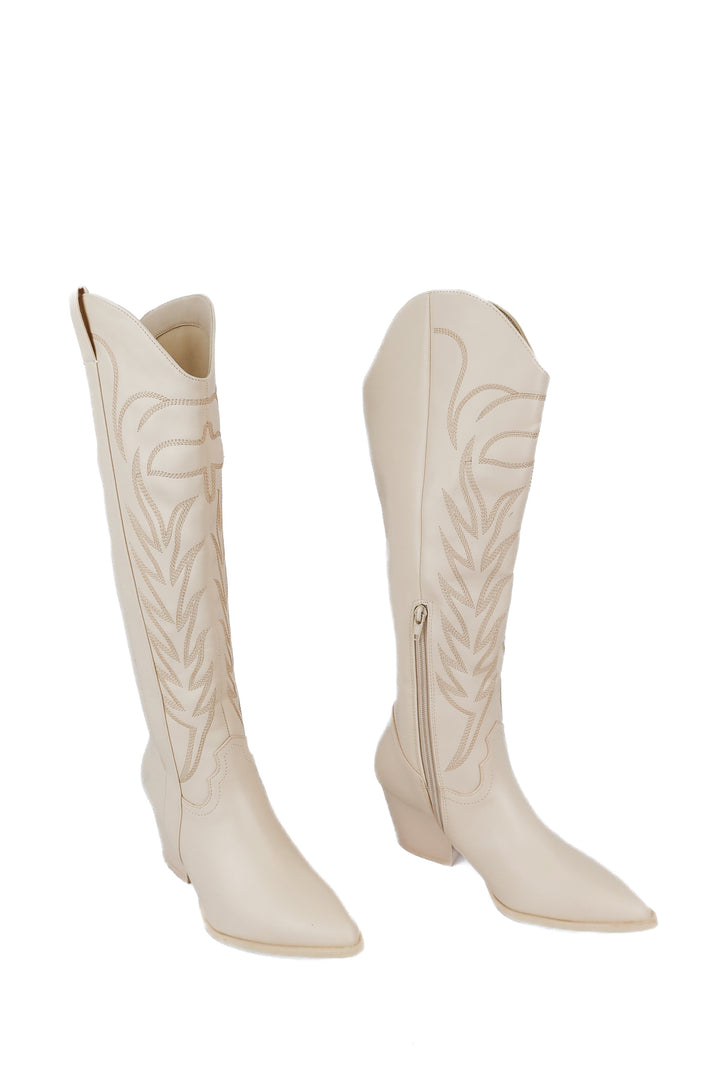 Qupid cream leather cowboy boots (7)