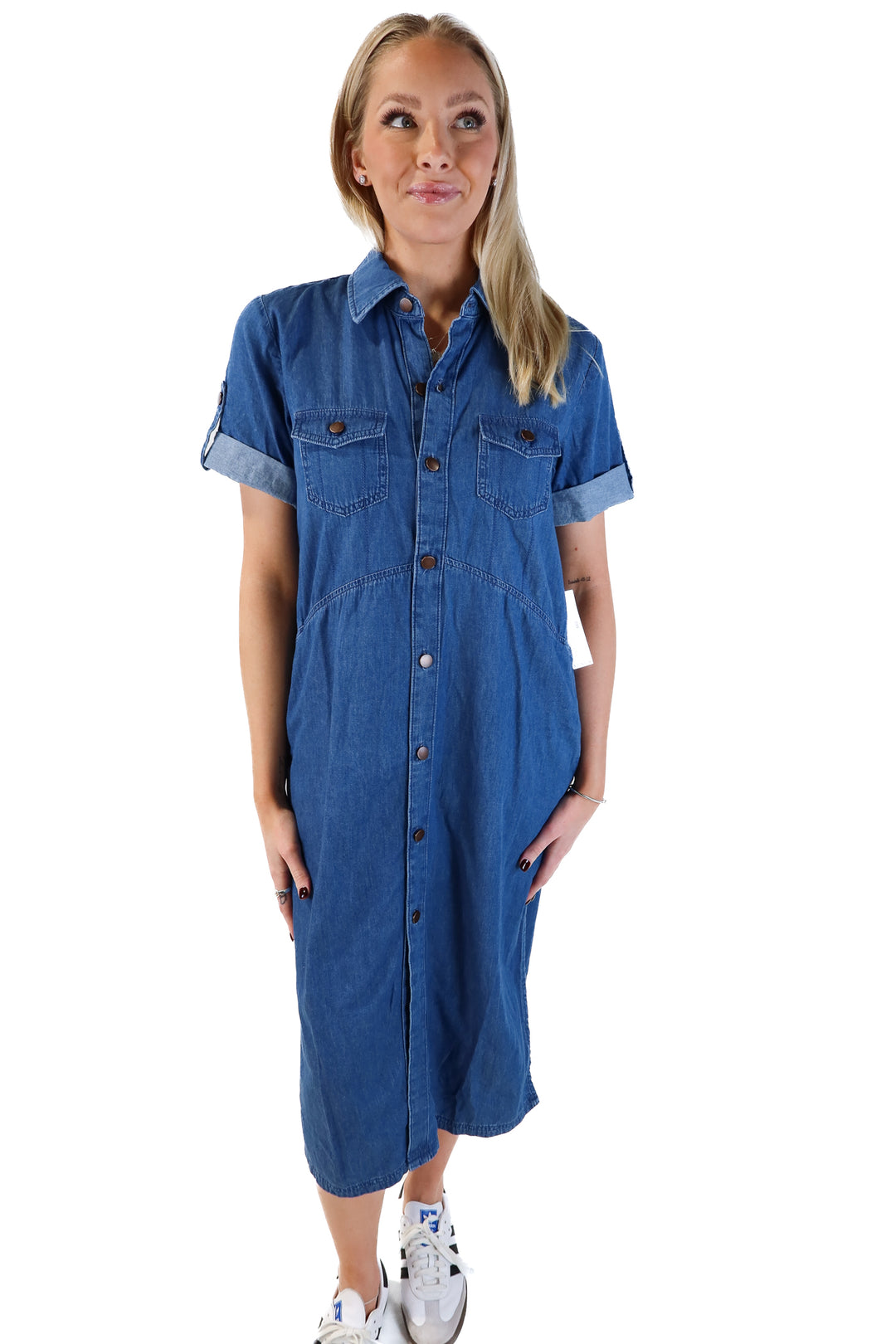 Venus soft denim button midi dress NWT (s; retails for $59.90)
