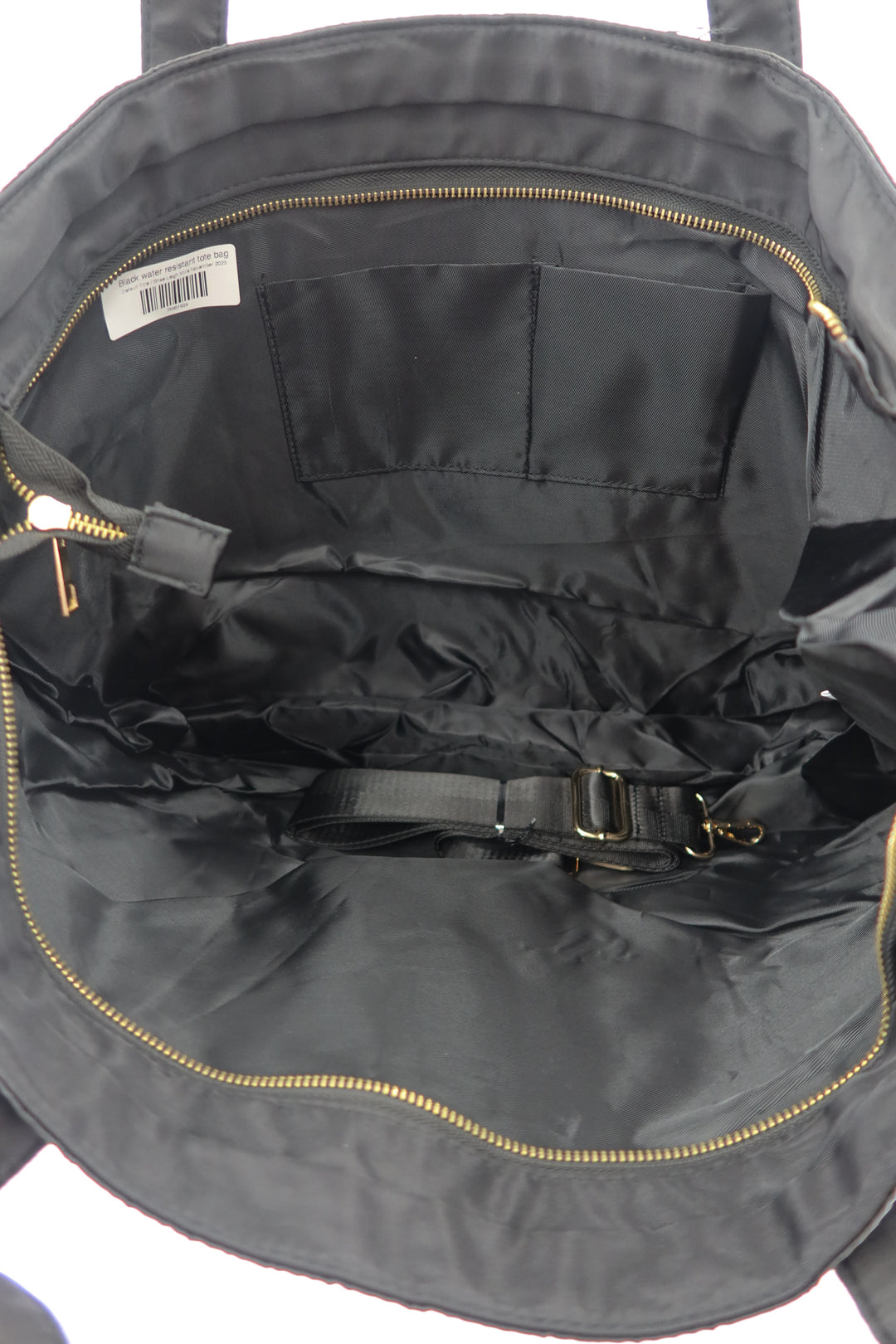 Black water resistant tote bag