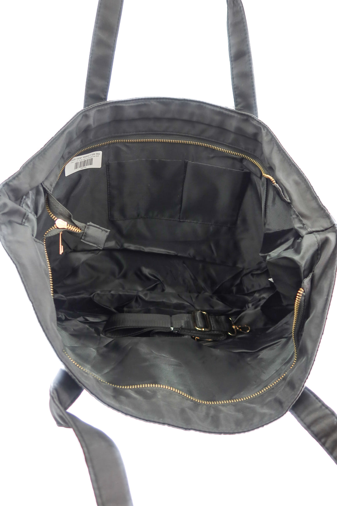 Black water resistant tote bag