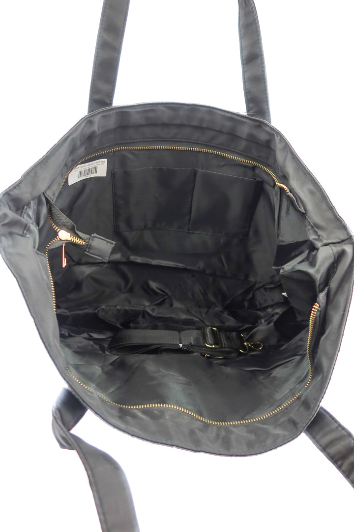 Black water resistant tote bag