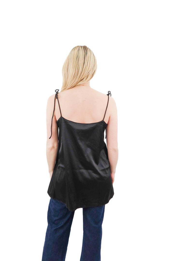 Kat the label satin black tie top NWT (S)