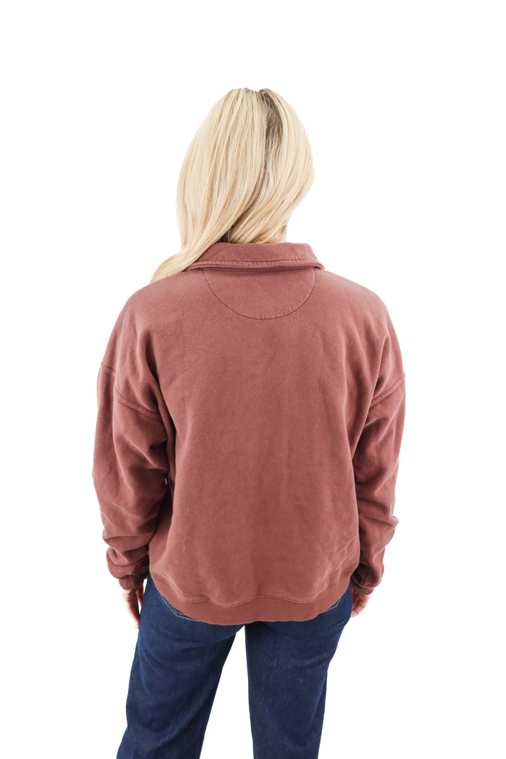 ellandemm brown pullover collared sweatshirt (S/M)