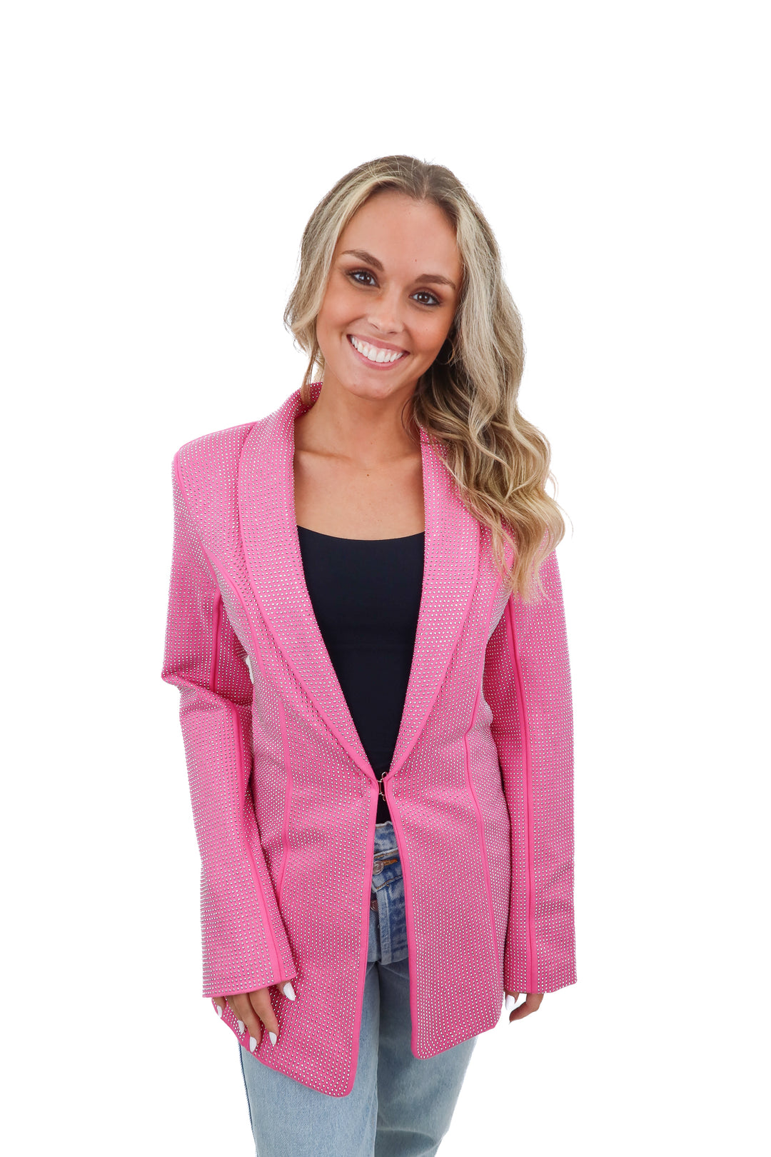iamgia pink rhinestone blazer NWT (s; retail $140)