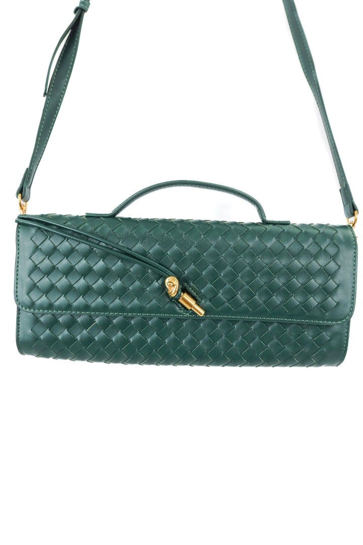 emerald green woven purse