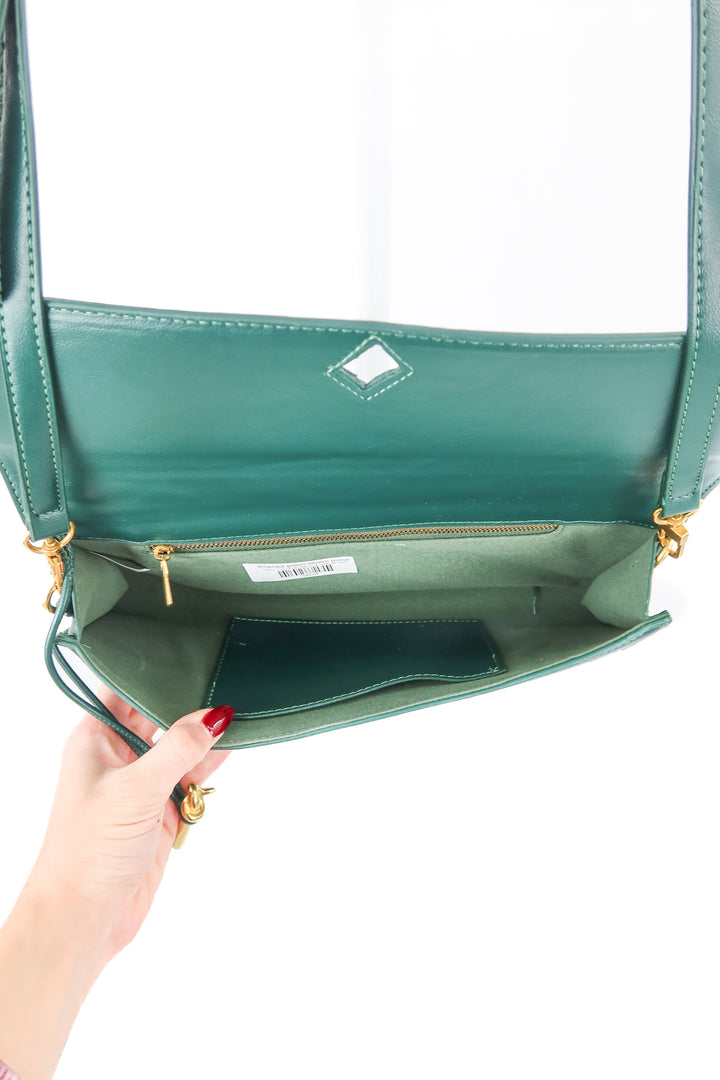 emerald green woven purse