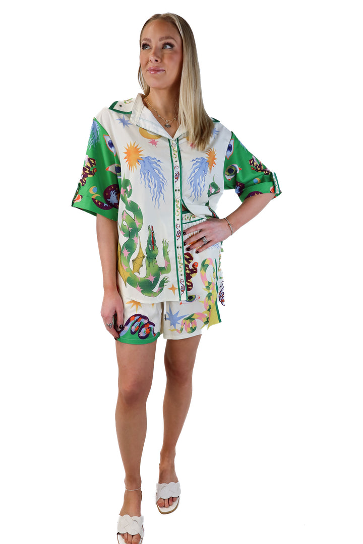 Dragon Printed Pajama Set (S)