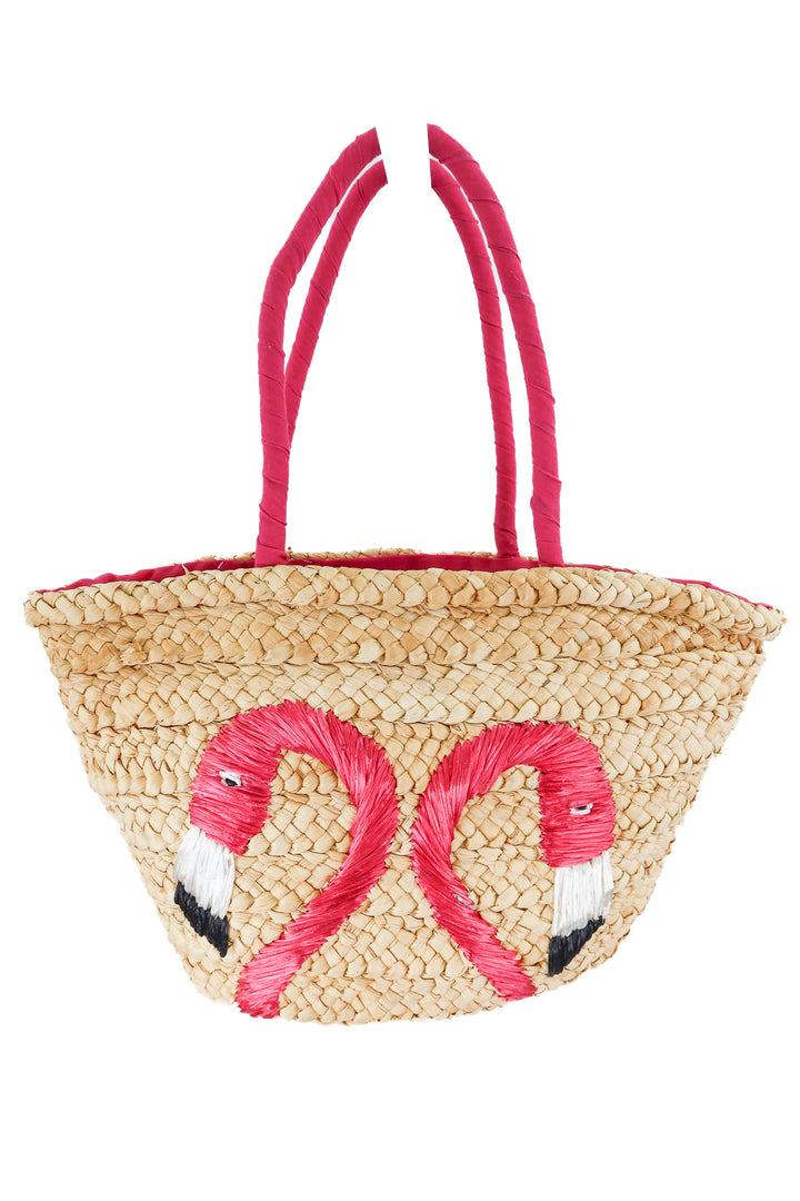 Flamingo straw bag