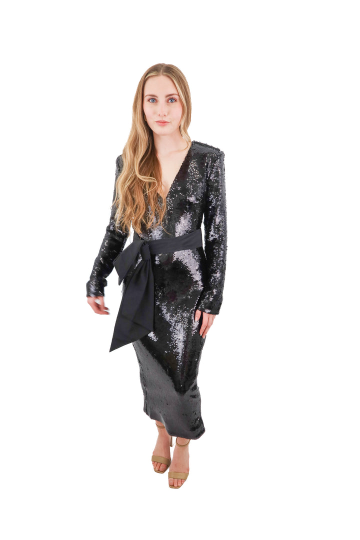 veronica beard black sequin dalyn maxi dress nwt (2; retail $798)