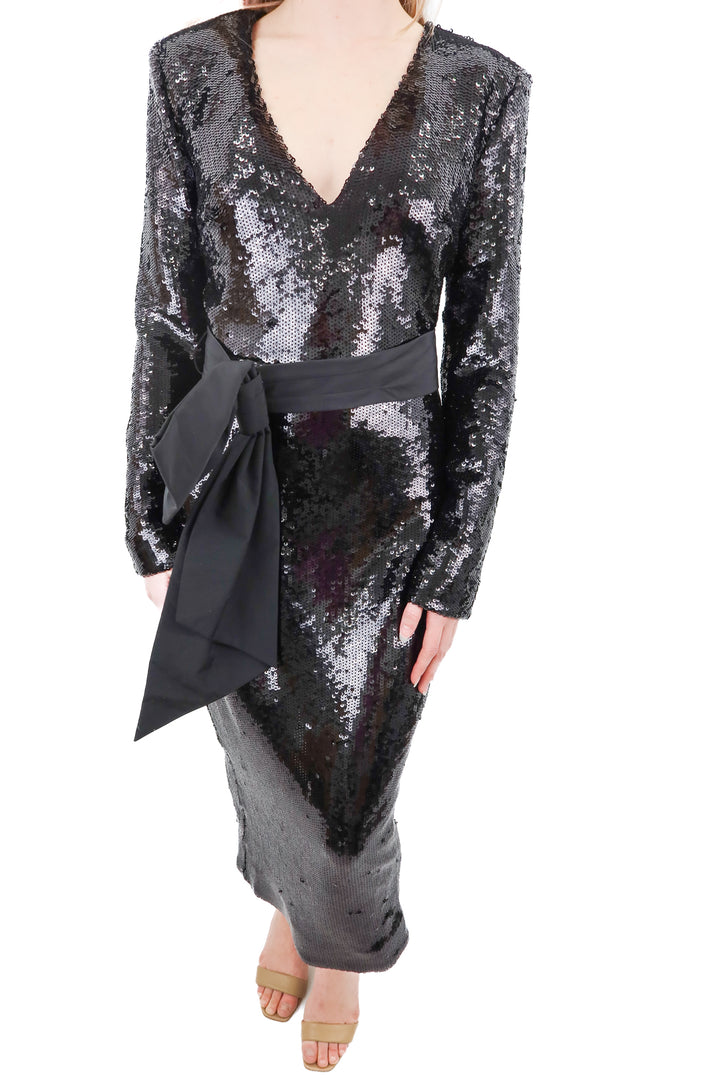 veronica beard black sequin dalyn maxi dress nwt (2; retail $798)