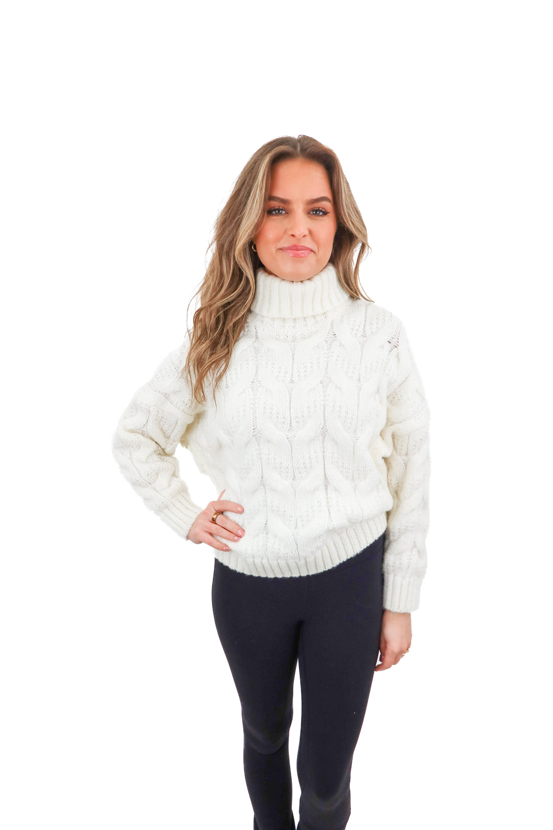 goodnight macaroon white turtleneck sweater (s; retail $59)