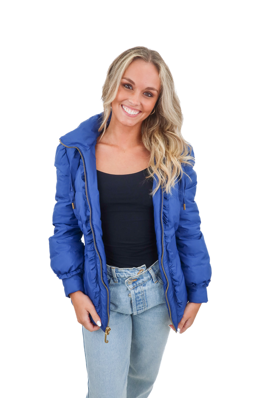 juicy couture blue puffer jacket (s)