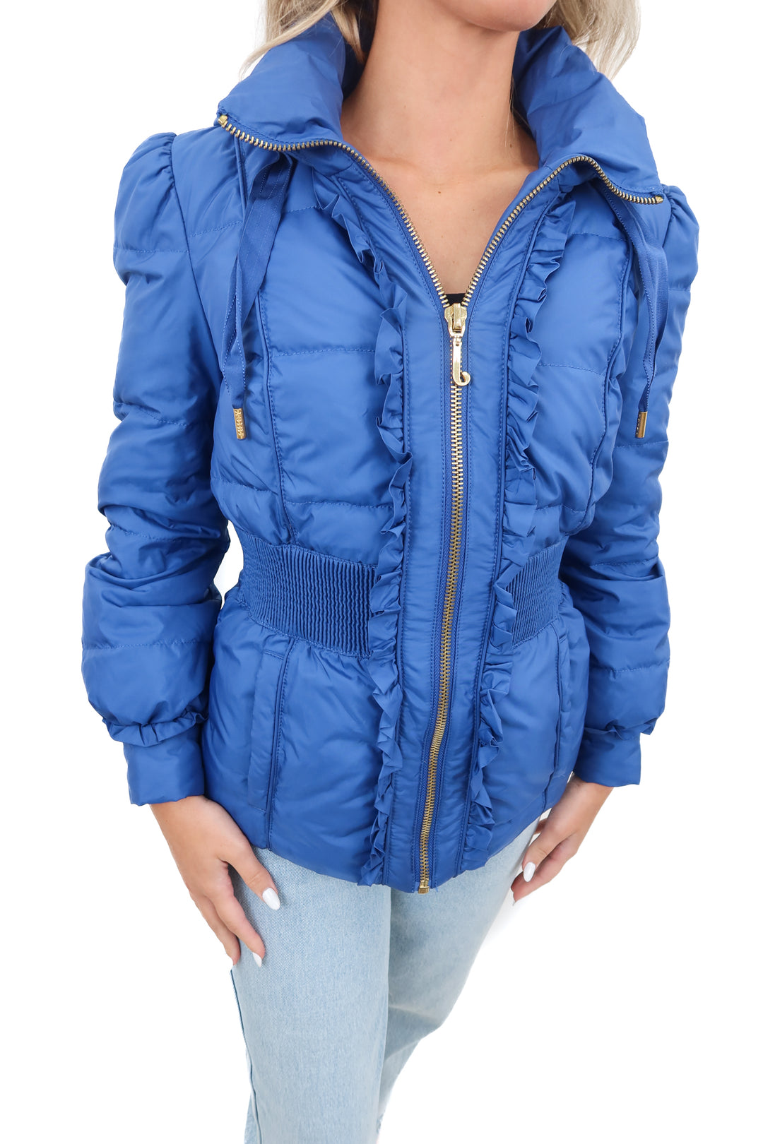 juicy couture blue puffer jacket (s)