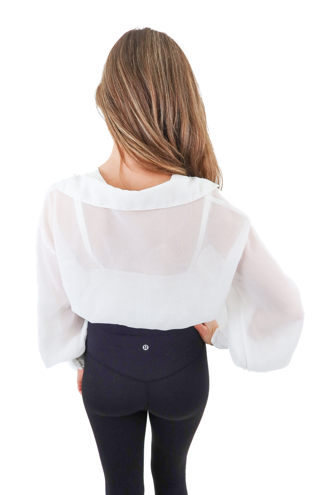 white sheer cropped blouse (s)