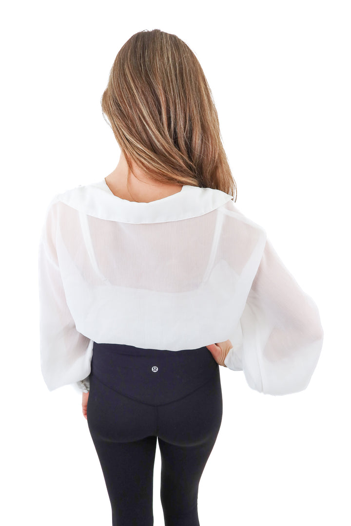 white sheer cropped blouse (s)