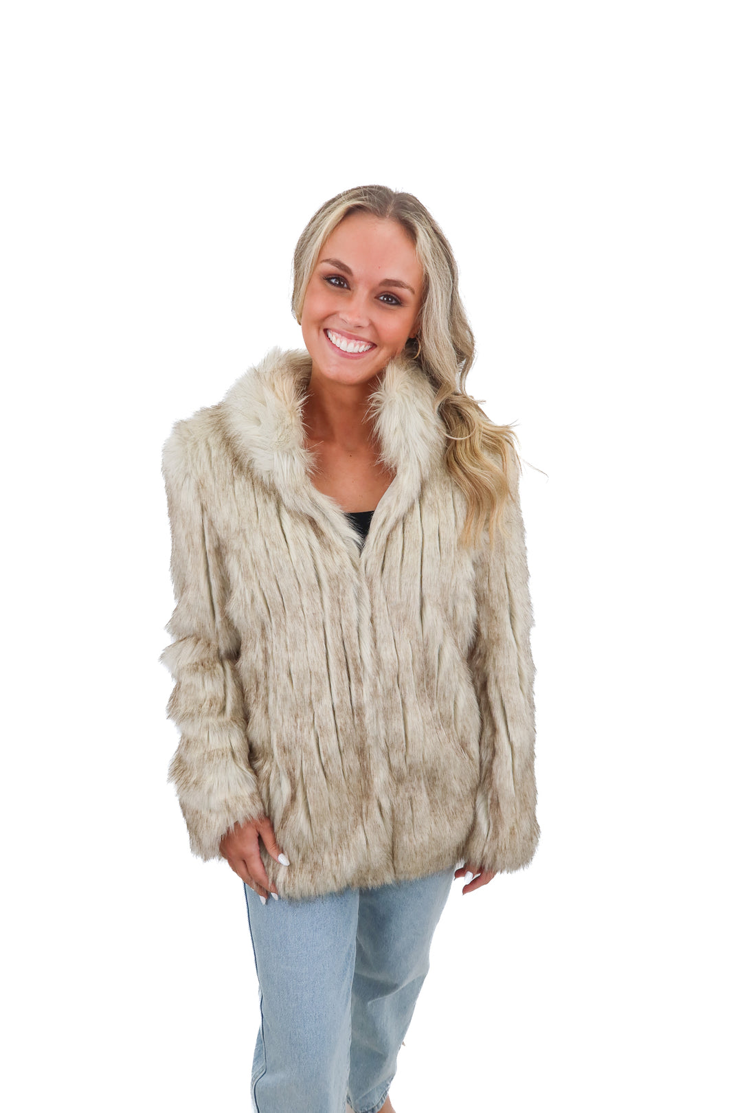 topshop light fur jacket (4; retail $159)