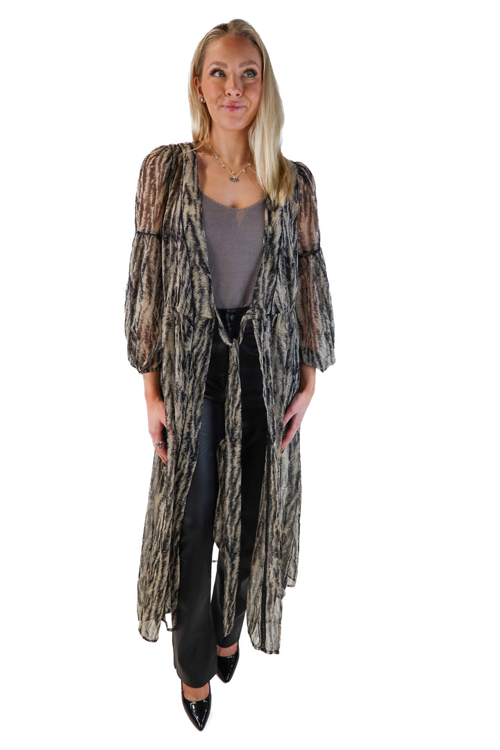 Express Animal Print Sheer Caftan (S/M)