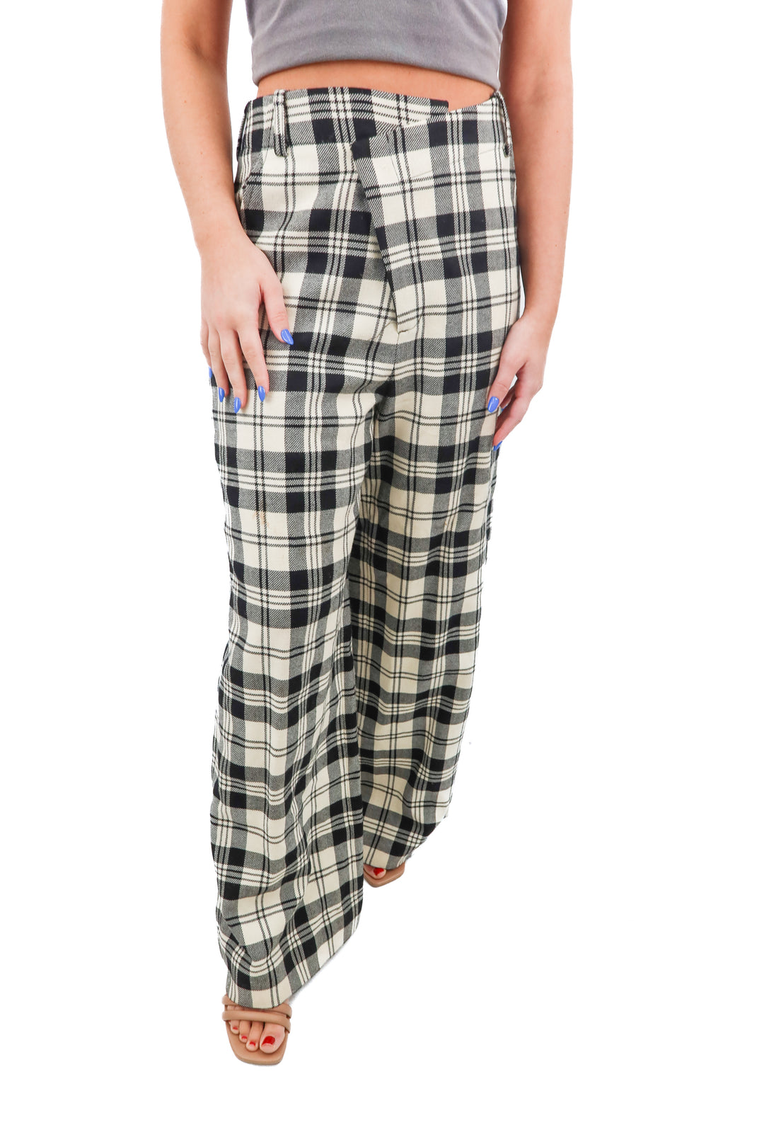monse cream/black plaid trouser pants (6)
