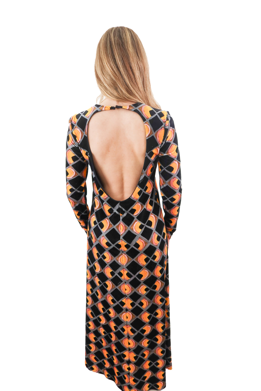 La DoubleJ black printed velvet maxi dress (XS; $1150)