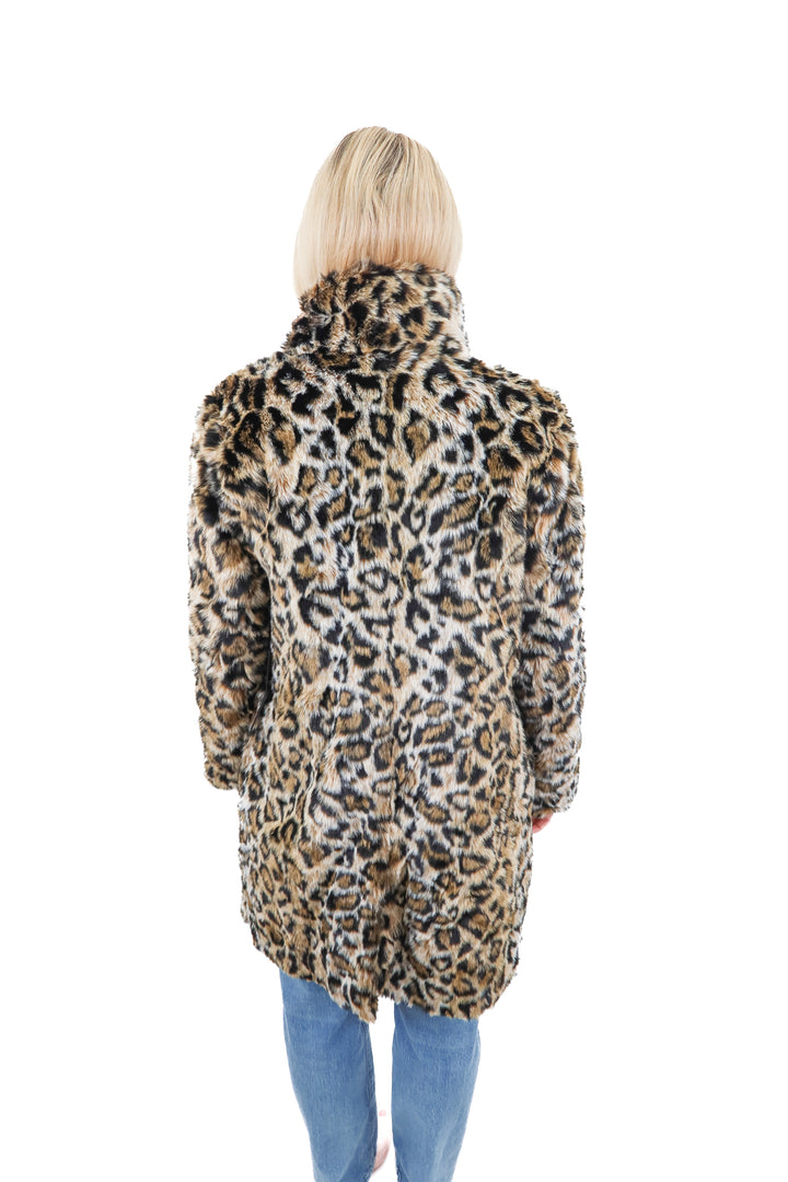 House of Harlow leopard print faux fur coat NWT (XS; retail $255)