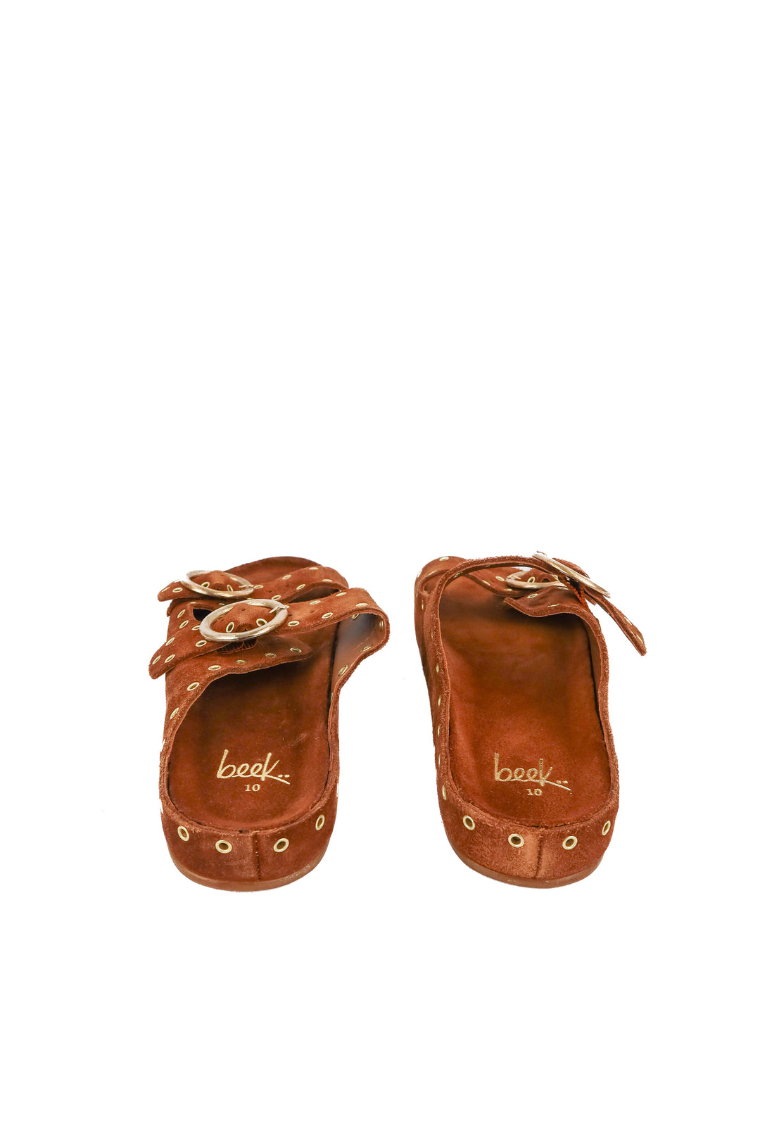 beek brown suede studded sandals (10; retail $320)