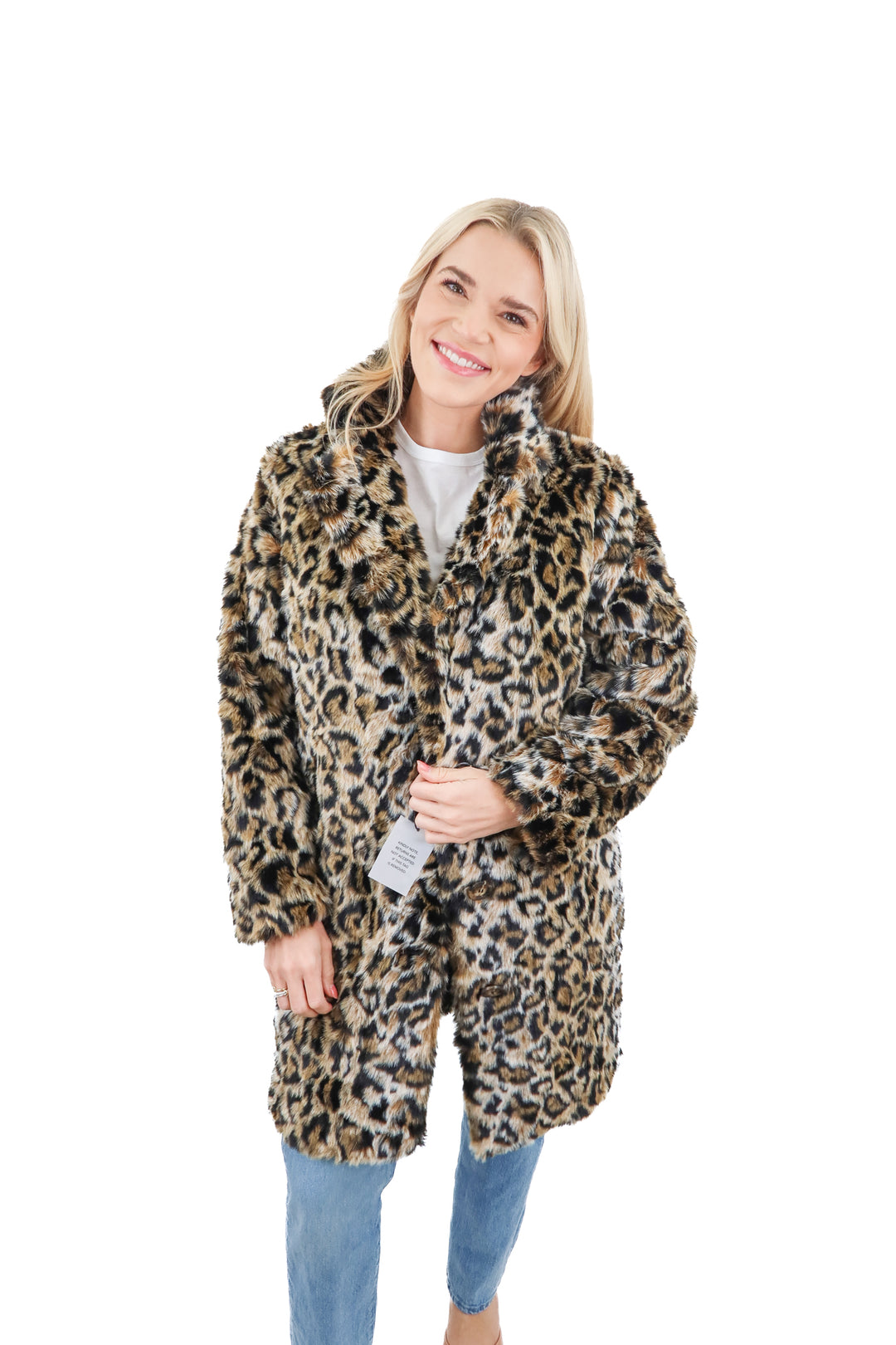 House of Harlow leopard print faux fur coat NWT (XS; retail $255)
