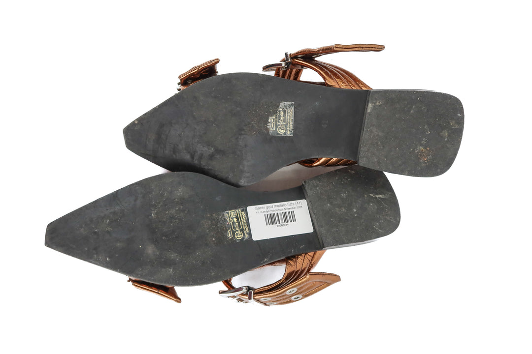 Ganni gold mettalic flats (41; retail $425)